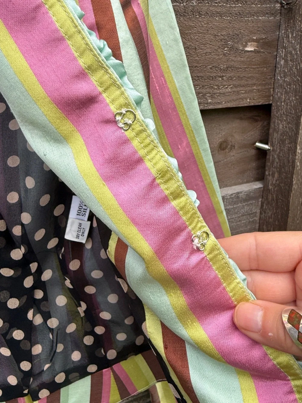 RARE Y2K Dr. Boudoir Raw Silk Striped Ruffle Blazer Jacket Small - Picture 7 of 16